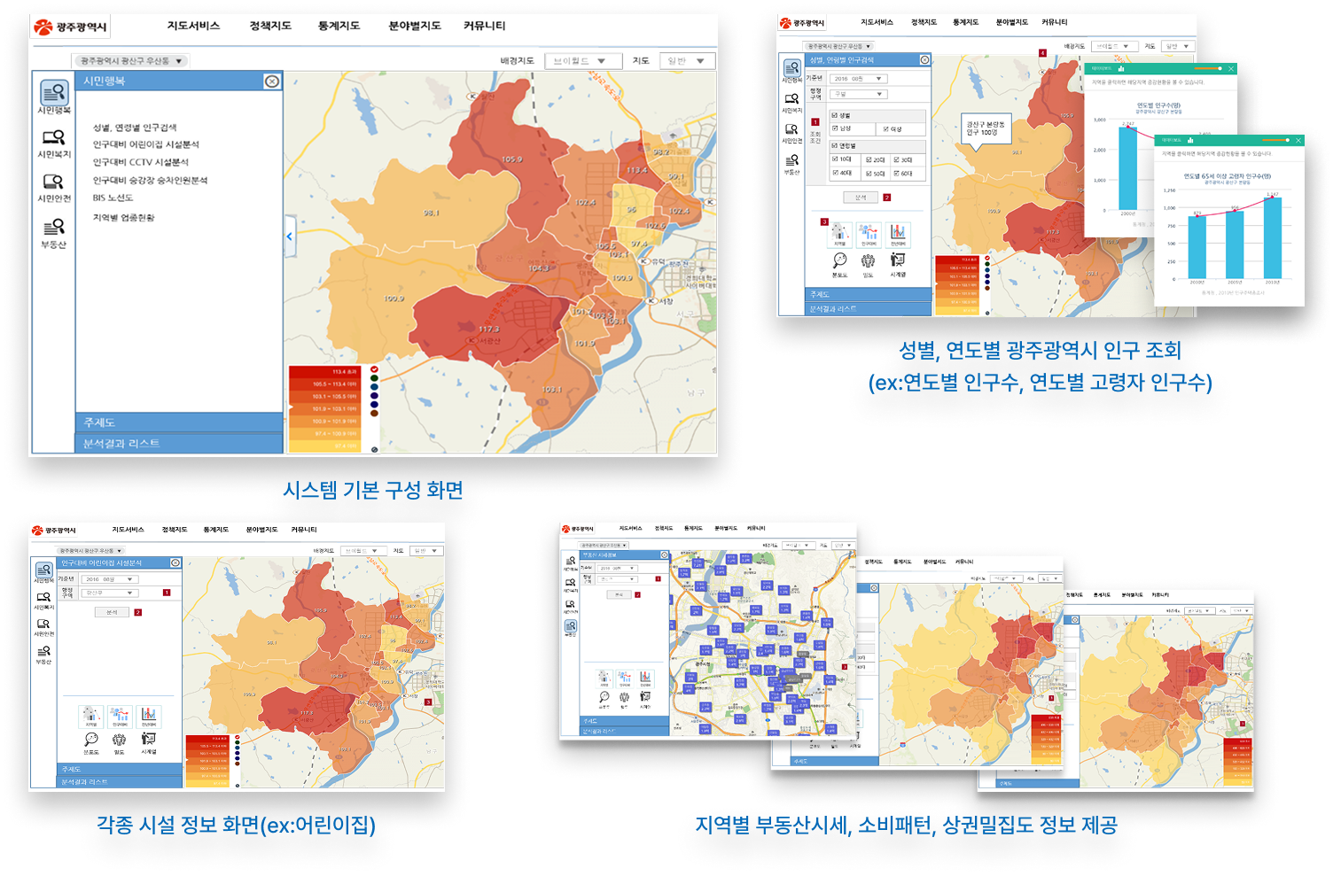 광주광역시 위치기반 원클릭 화면